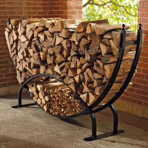 8' Heavy Duty Scroll Steel Bronze Finish Outdoor Firewood Storage Log Rack