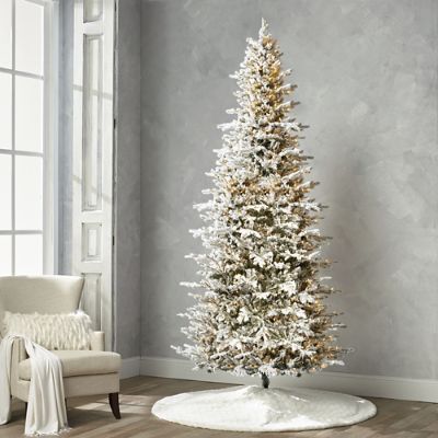 Flocked Stafford Pine 10' Slim Profile Tree | Frontgate