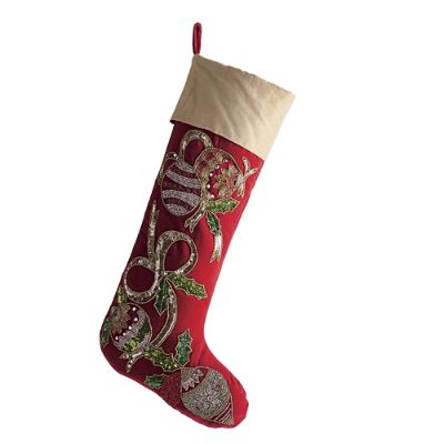 White Christmas Beaded Stocking | Frontgate