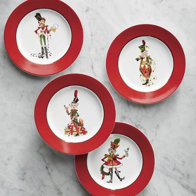 Spirited Nutcracker Assorted Appetizer Plates, Set Of Four