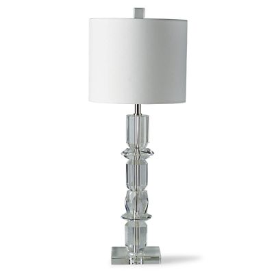 Diana Crystal Buffet Lamp with Polished Nickel & Ivory Linen Shade