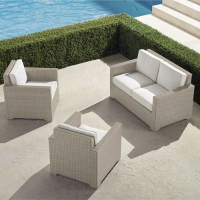 Small Palermo 3-pc Loveseat Set in Dove Wicker with All-Weather ...