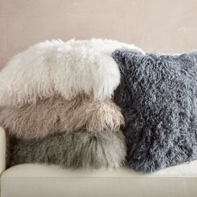 Mongolian Fur Decorative Pillow Cover | Frontgate