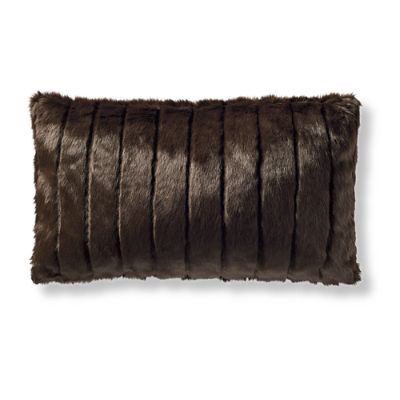 Luxury Faux Fur Lumbar Pillow Cover in Channeled Mink Frontgate