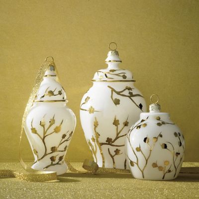 Gilded Blossoms Ginger Jar Ornaments, Set of Six Frontgate