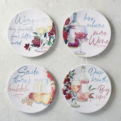 Wine Sayings Melamine Appetizer Plates, Set of Four Frontgate
