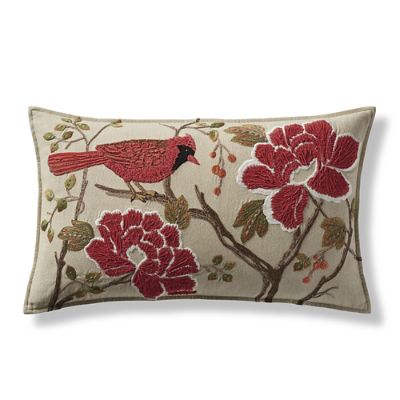 Cardinal Embroidered Decorative Lumbar Pillow Cover | Frontgate