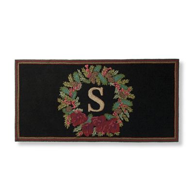 Amaryllis Wreath Monogrammed Door Mat Frontgate