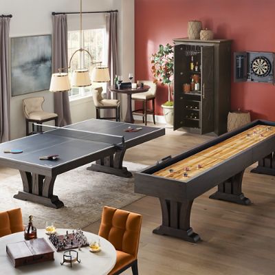 Dax Shuffleboard Table with Leather Accents & Climatic Adjusters