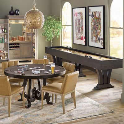 Dax Shuffleboard Table with Leather Accents & Climatic Adjusters