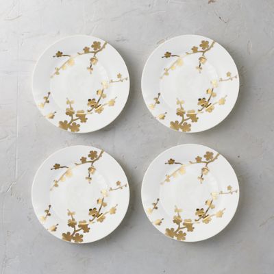 Gilded Blossoms Porcelain Side Plates, Set of Four Frontgate