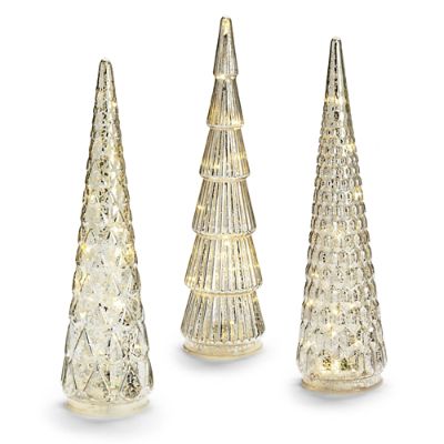 Mercury Glass Trees, Set of Three Frontgate