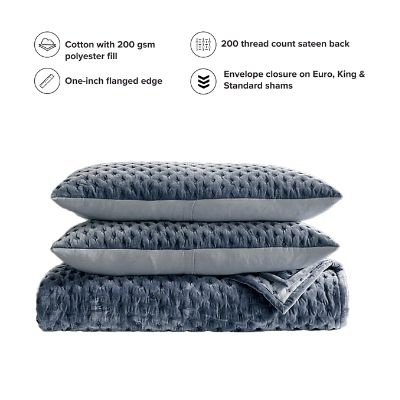 Rumi Velvet Quilted Bedding with Sateen Back & Polyester Fill
