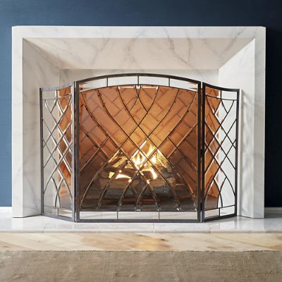 Victoria Beveled-glass Fireplace Screen | Frontgate