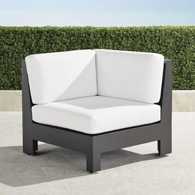 St. Kitts Corner Chair with Cushions in Matte Black Aluminum