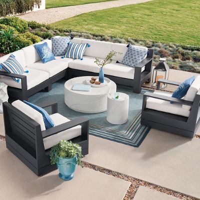 St. Kitts Modular Seating Collection in Matte Black Aluminum with