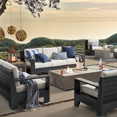 St. Kitts 3-pc Sofa Set in Matte Black Aluminum with Deep Seating
