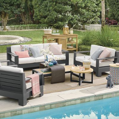 St. Kitts 3-pc Sofa Set in Matte Black Aluminum with Deep Seating