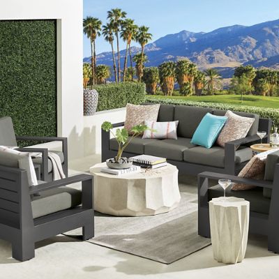 St. Kitts 3-pc Sofa Set in Matte Black Aluminum with Deep Seating