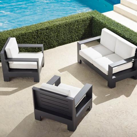 St. Kitts Seating Collection in Matte Black Aluminum | Frontgate