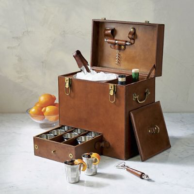 10 Piece Stainless Steel Travel Bar Set in Leather Case