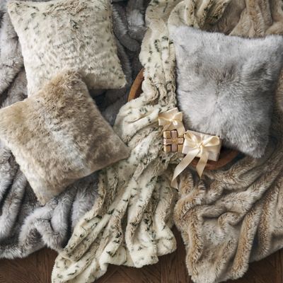 Cream fur throw pillow best sale