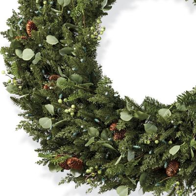 Majestic Holiday Cordless Wreath with LED Lights & Timer for