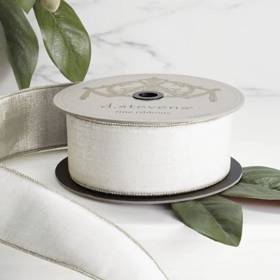 Winter White Velvet Ribbon with Platinum Back | Frontgate
