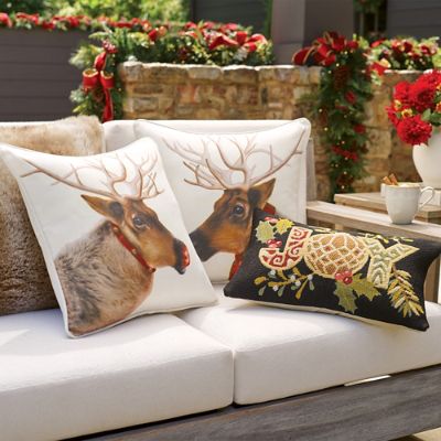 Joy of Christmas Reindeer Indoor Decorative Pillow - Laural Home