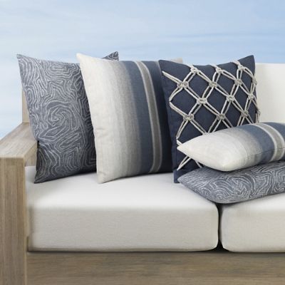 Indigo Rope Lumbar Outdoor Pillow by Elaine Smith