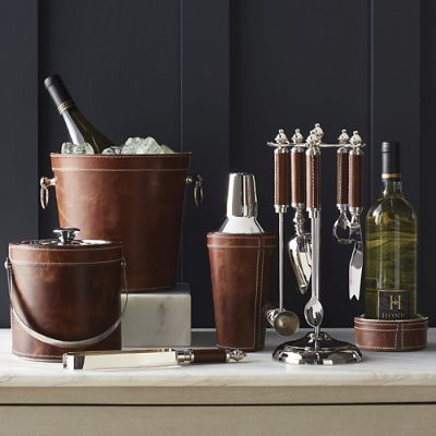 Anders Bar Tools Set with Leather Exteriors & Double-Wall Construction