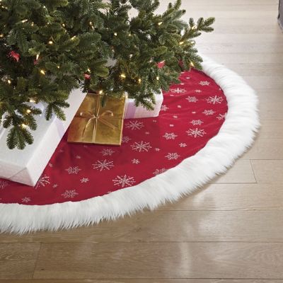 Snowflake Embroidered Faux Fur Cuff Tree Skirt | Frontgate