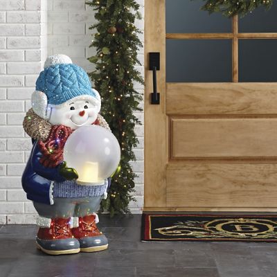 LED Snowman with Crackle Glass Ball | Frontgate