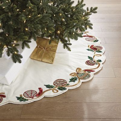 Ornament & Ribbon Embellished Tree Skirt | Frontgate