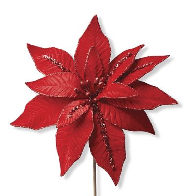 Embellished Poinsettia Stem, Set Of Six | Frontgate