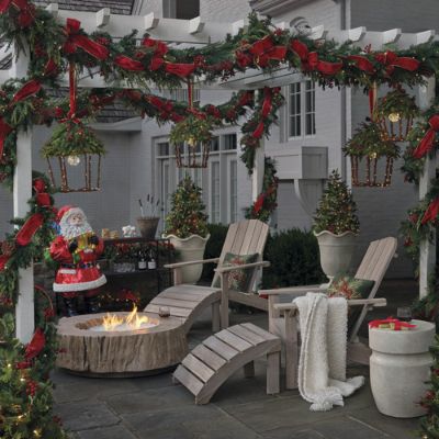 Christmas Cheer Pathway Trees Set of Two with Warm White LEDs Indoor Outdoor Versatility