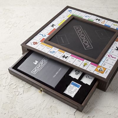 Heirloom Monopoly Board Game with Gatehouse Oak Cabinet