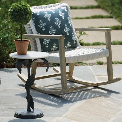 Isola Teak Rocking Chair in Weathered Teak Washed White Wicker