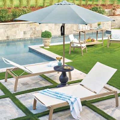 Amal Cast Aluminum Umbrella Table with Textured Top & Weathered Finish