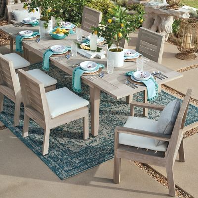 St. Kitts 7 pc. Expandable Dining Set in Weathered Teak Frontgate