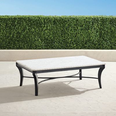 Amherst Mosaic Aluminum Coffee Table with Marble Top & Matte Black