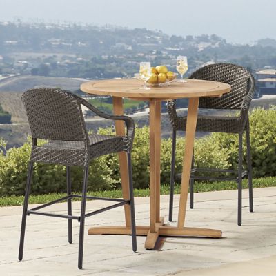 Caf  Bar Stools All-Weather Wicker Set of with Aluminum Frame