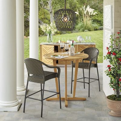 Wicker Café Bar Stools Set of 2 - Outdoor Elegance