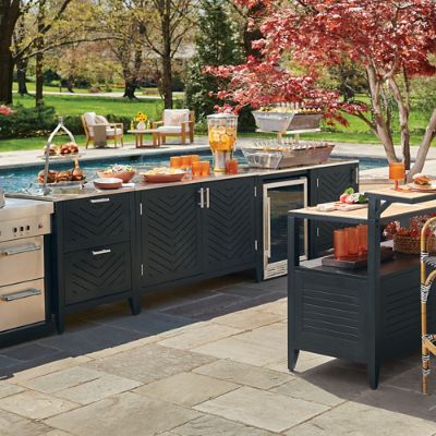 Westport Outdoor Kitchen Collection in Jet Black with Chevron