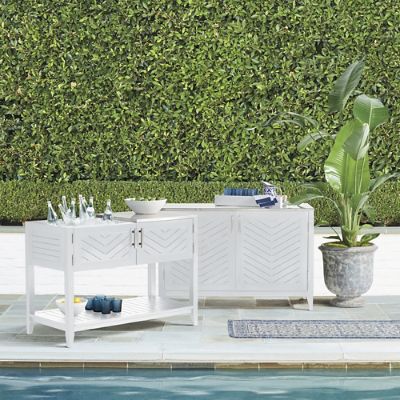 Westport Outdoor Kitchen Collection in Matte White with Chevron