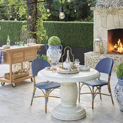French Cafe Aluminum Side Chair with Weather-Resistant Wicker