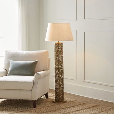 Galicia Floor Lamp with Iron Base & Linen Shade Inspired by