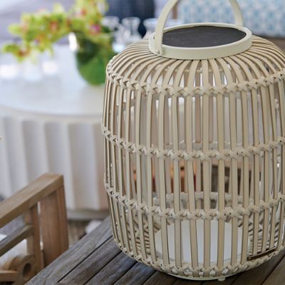 Whitney Solar Lantern with All-Weather Wicker & Solar