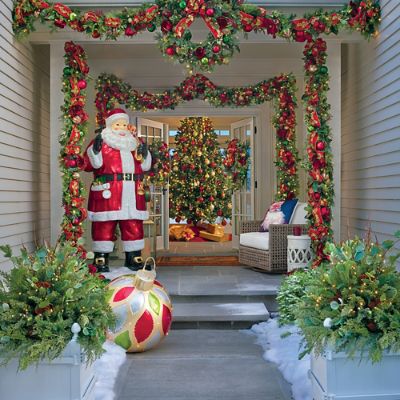 LED Lifesize Santa with Toy Bag | Frontgate