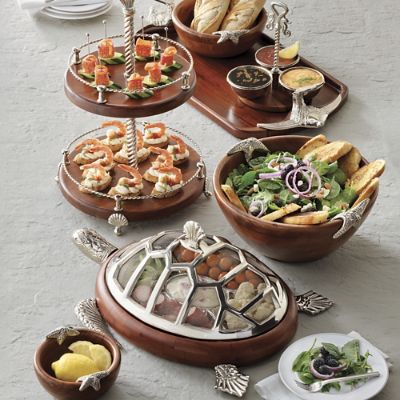 Ocean Luxe Serveware Collection with Acacia Wood & Cast Aluminum